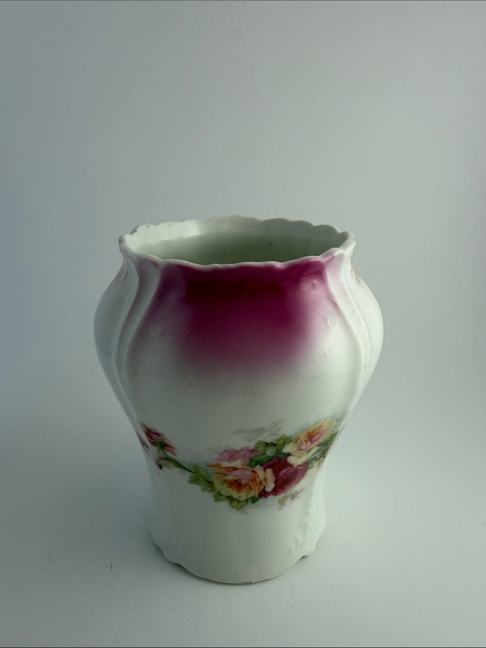 Antique Floral Porcelain Brush Holder